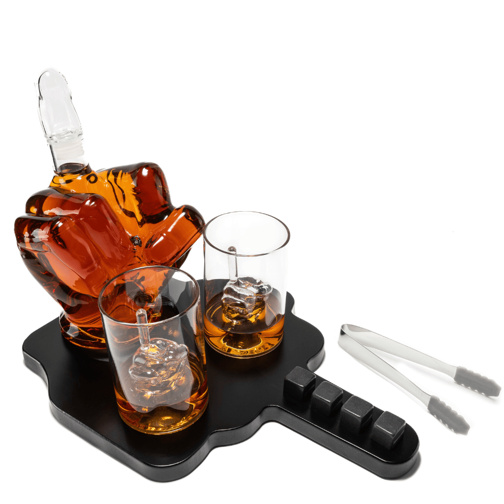 Don Vassie Limited Edition Middle finger decanter 1000ml with finger shaped wooden display