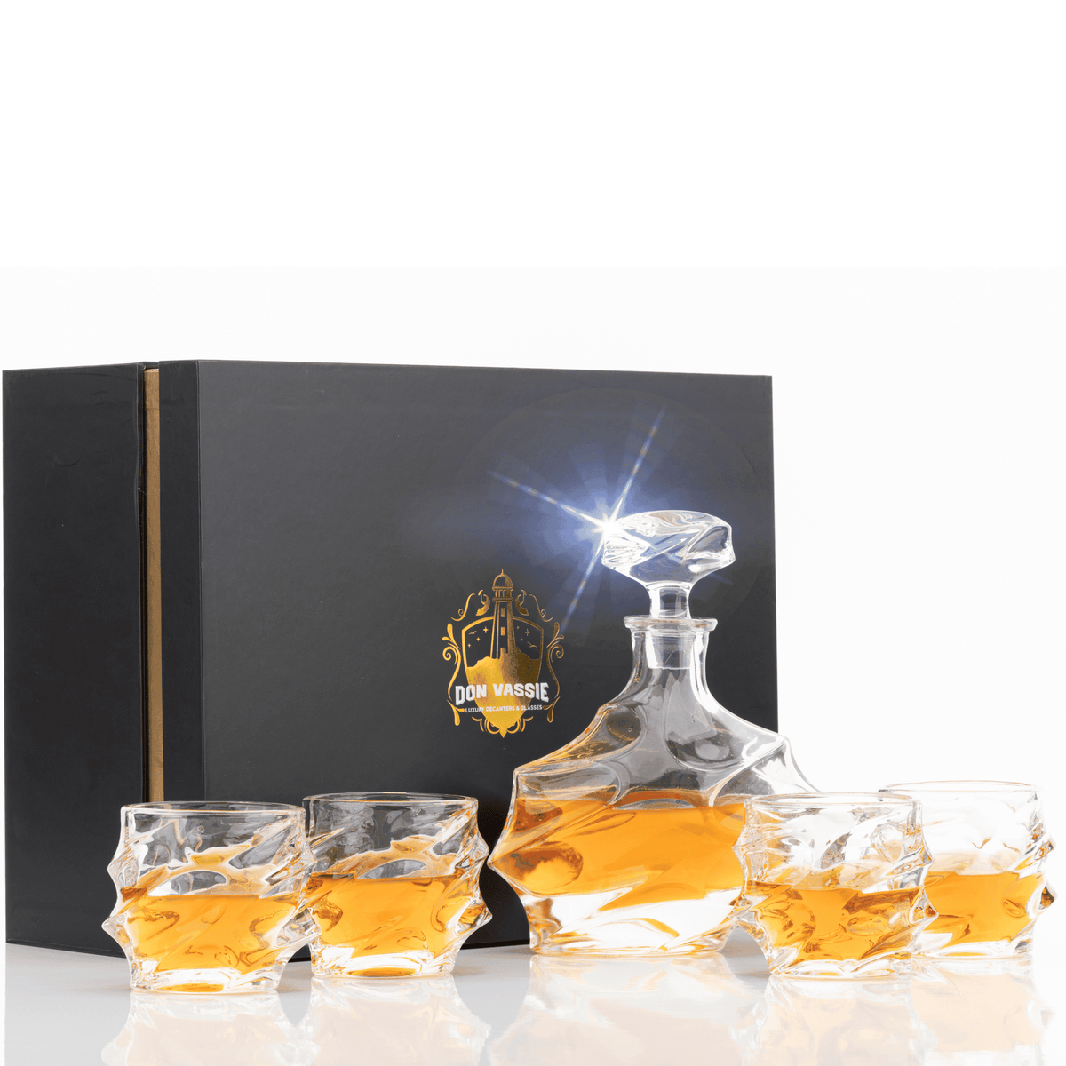 Don Vassie Luxury Whisky Decanter Set with 4 Glasses-JENOLAN CAVES